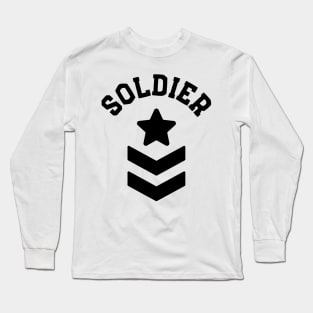 Fitness Soldier With Rank Star And Stripes Long Sleeve T-Shirt